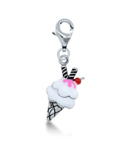 Waffle Ice Cream Cone Shaped Silver Charms CH-25